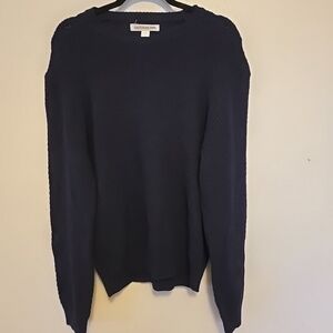 Outerknown Womens Waffle Knit Wool Cotton Blend Sweater Navy Blue M